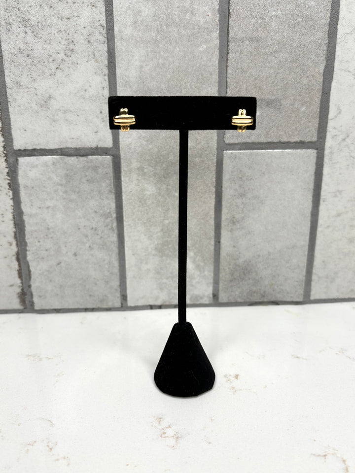Golden Crossline Stud Earrings