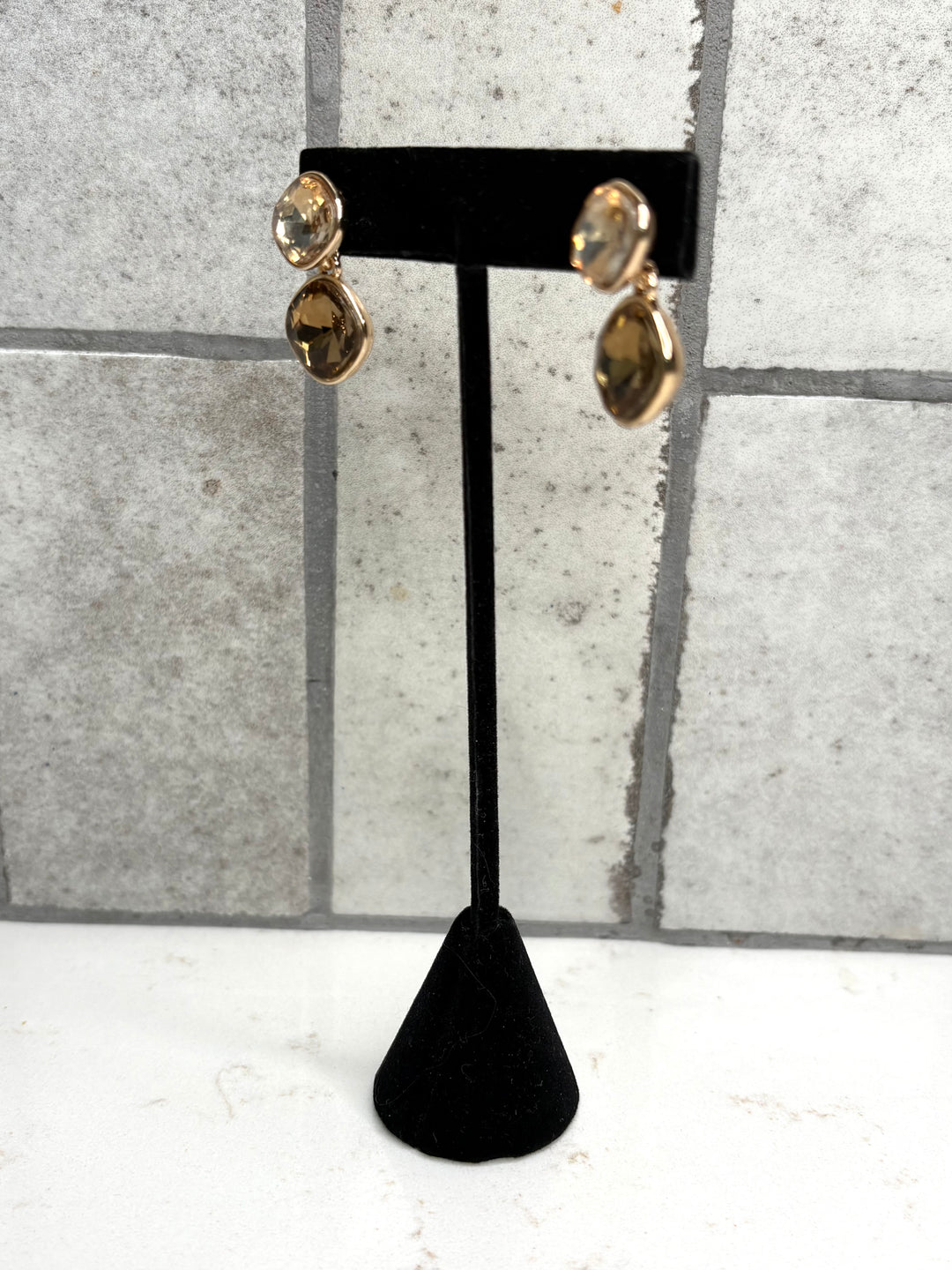 Golden Glow Cushion Drop Earrings