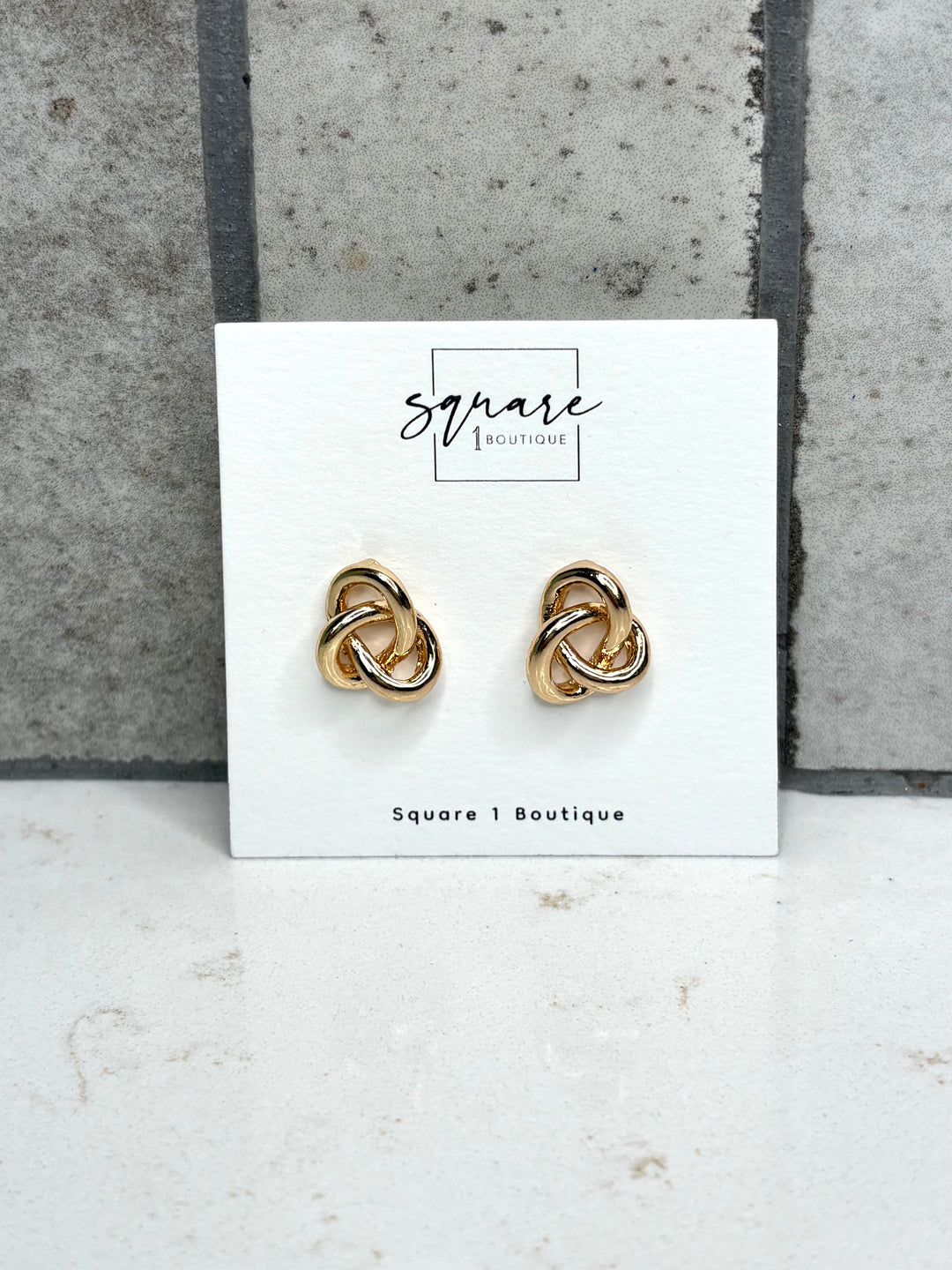 Golden Promise Knot Stud Earrings