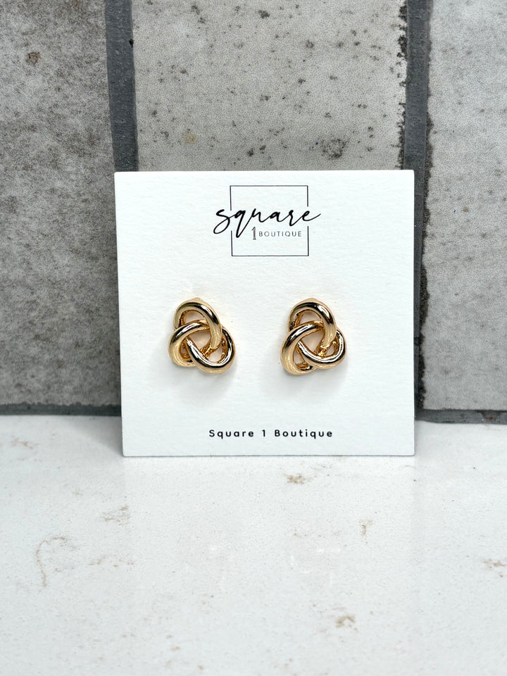 Golden Promise Knot Stud Earrings
