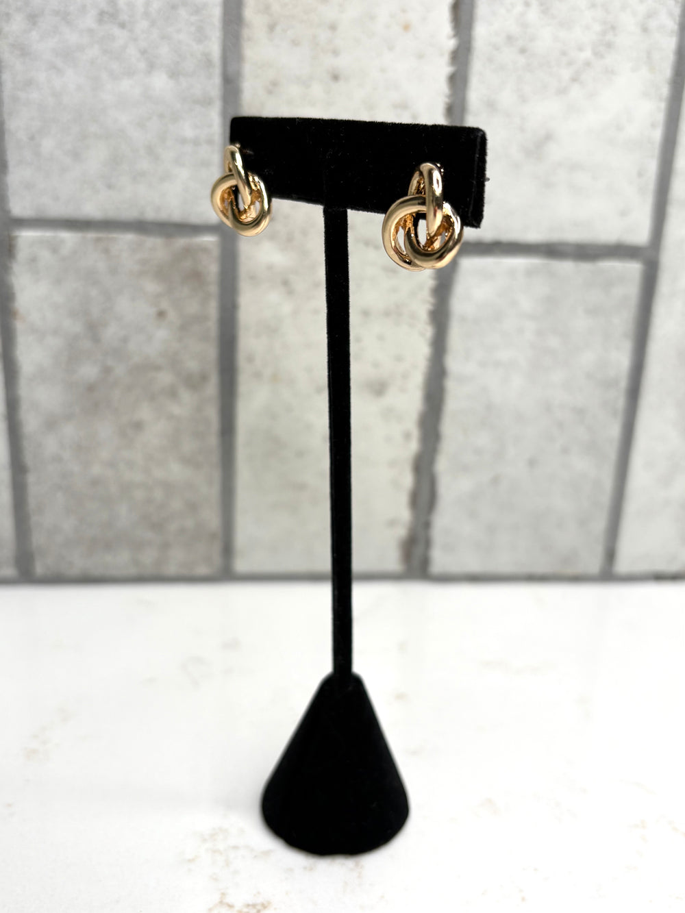 Golden Promise Knot Stud Earrings