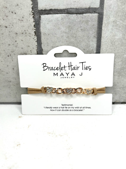 Maya J Crystal Hearts Bracelet Hair Tie