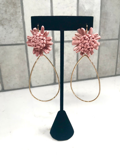 Raffia Flower Teardrop Earring