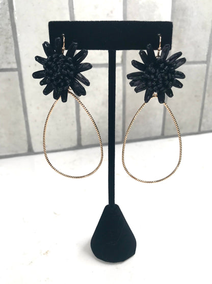 Raffia Flower Teardrop Earring