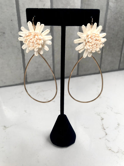 Raffia Flower Teardrop Earring