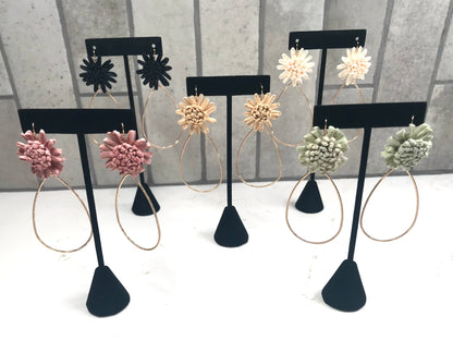 Raffia Flower Teardrop Earring