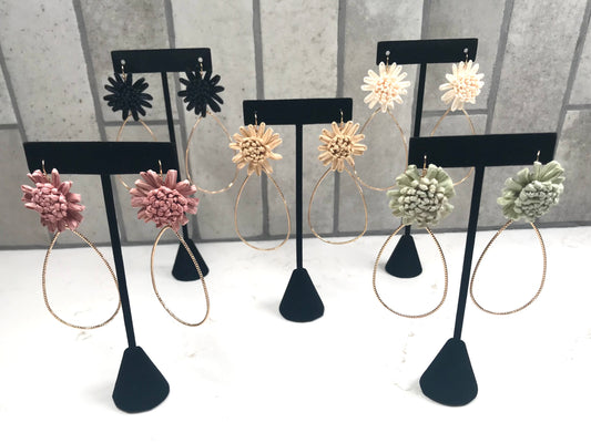 Raffia Flower Teardrop Earring