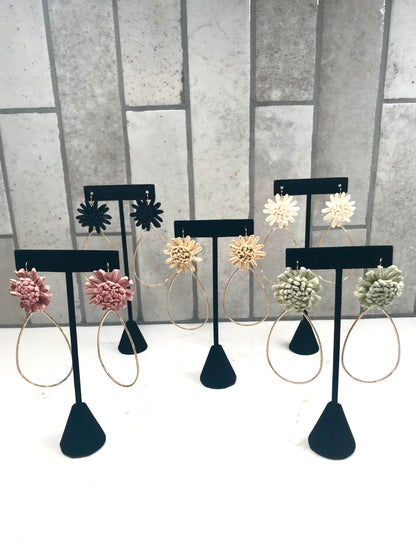 Raffia Flower Teardrop Earring