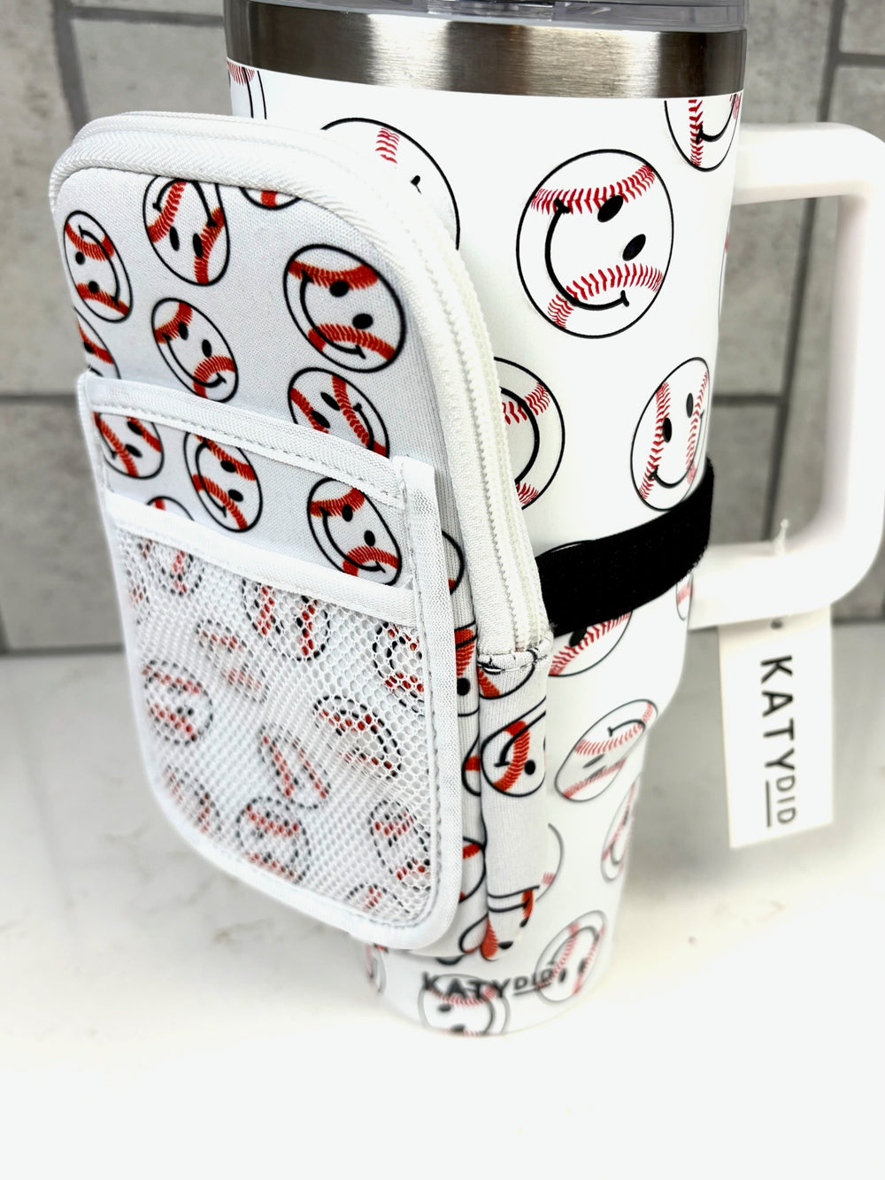 Baseball Happy Face Tumbler Zipper Pouch