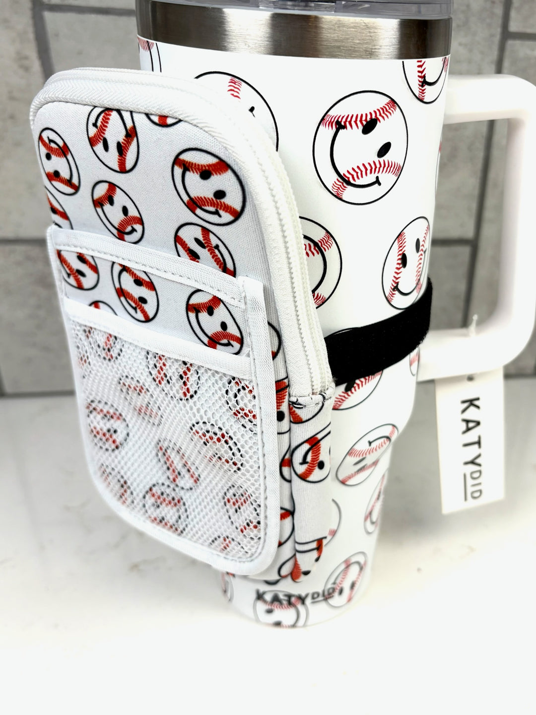 Baseball Happy Face Tumbler Zipper Pouch