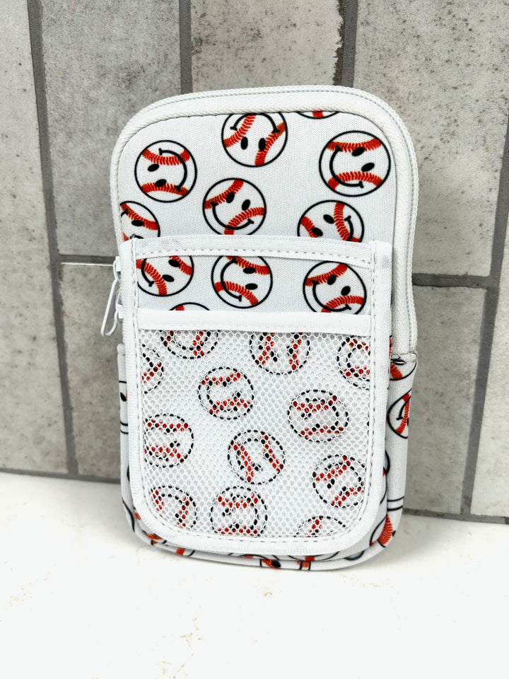 Baseball Happy Face Tumbler Zipper Pouch