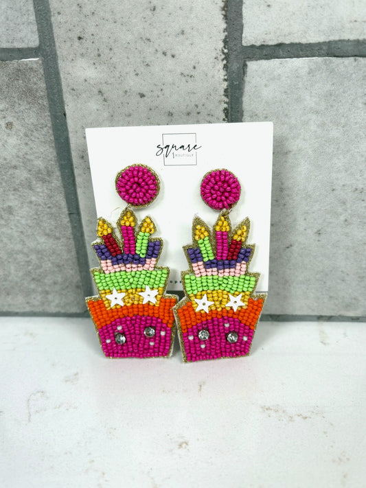 Saved By The Cake Beaded Earrings