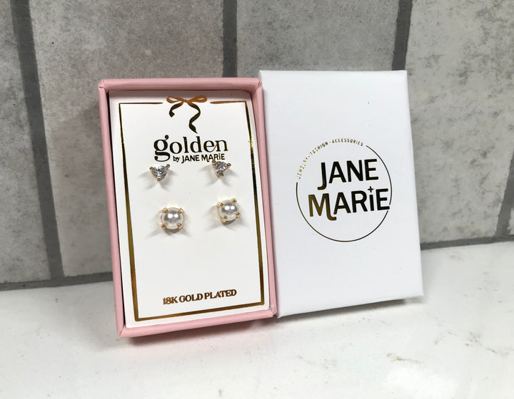 Kids 18K Gold Plated Set - Golden Sweetheart Stud Earrings