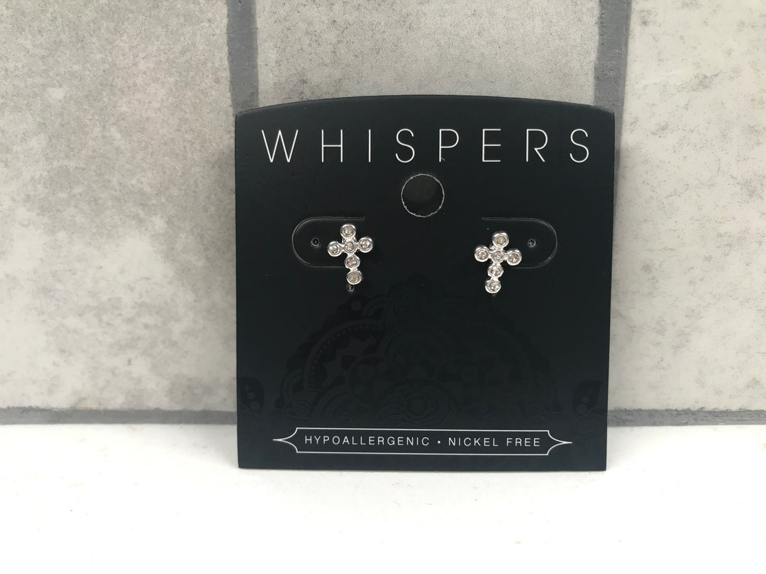 Whispers Bedazzled Cross Stud Earrings