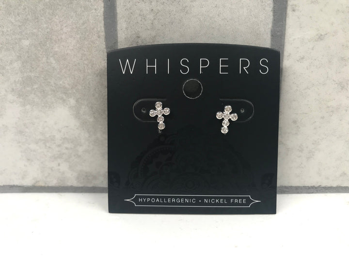 Whispers Bedazzled Cross Stud Earrings