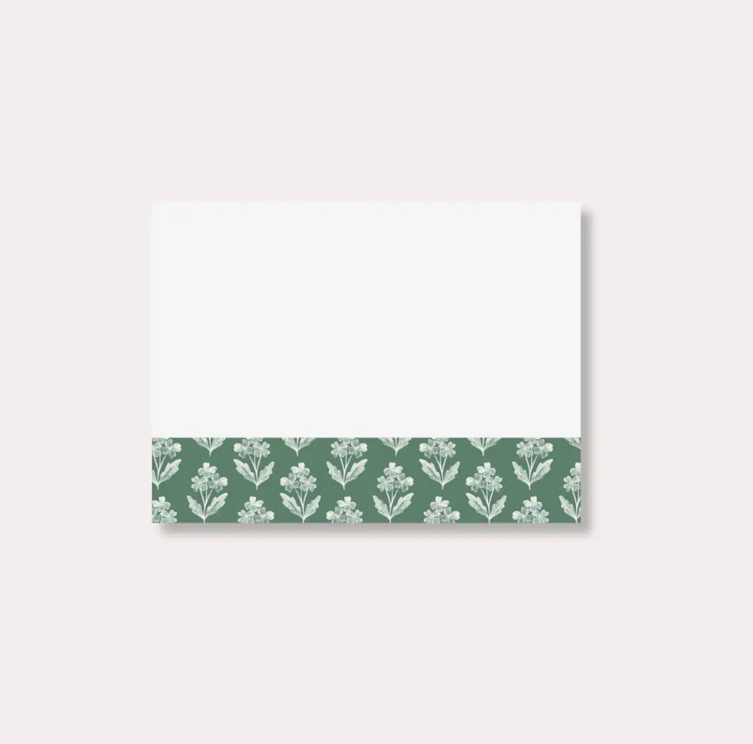 Elyse Breanne Designs Forget Me Nots sticky notes featuring a soft sage green floral border and blank writing space for notes and reminders.