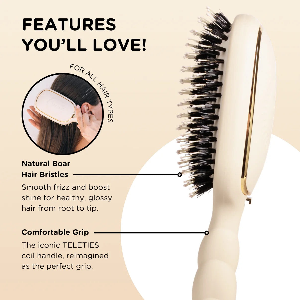 Teletie Boar Bristle Hair Brush