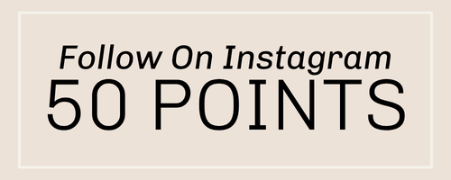 Text 'Follow On Instagram 50 Points' on a beige background | Square 1 Boutique | Brent, AL