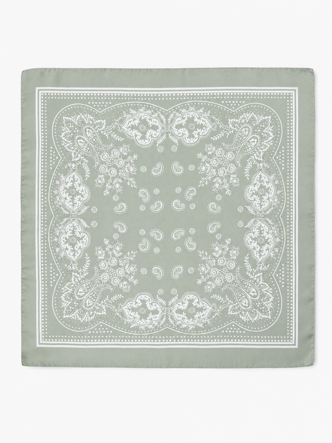 Light Sage Paisley Design Square Scarf