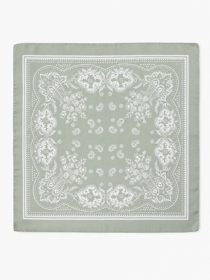 Light Sage Paisley Design Square Scarf