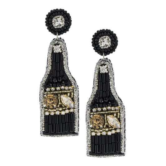 Champagne Bottle Beaded Earrings