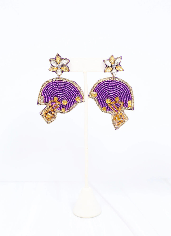 Beaded Football Helmet Earrings