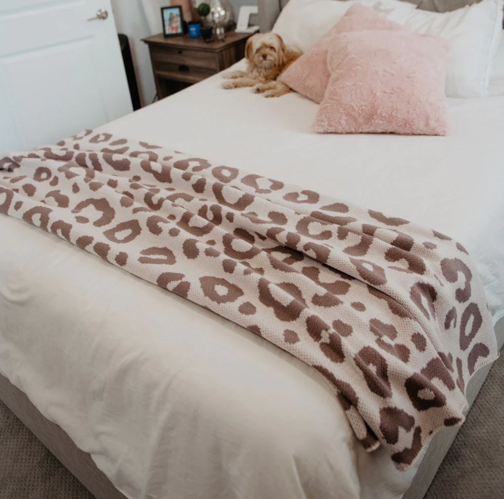 Lilac Gray Leopard Oversized Blanket