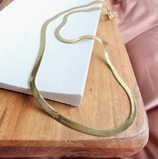 Luxe Gold Herringbone Chain Necklace