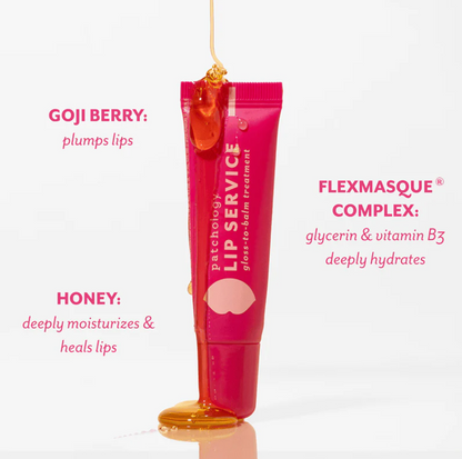 Lip balm with honey application on a white background