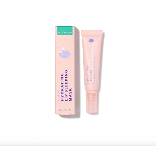 Patchology lip mask packaging and tube on a white background