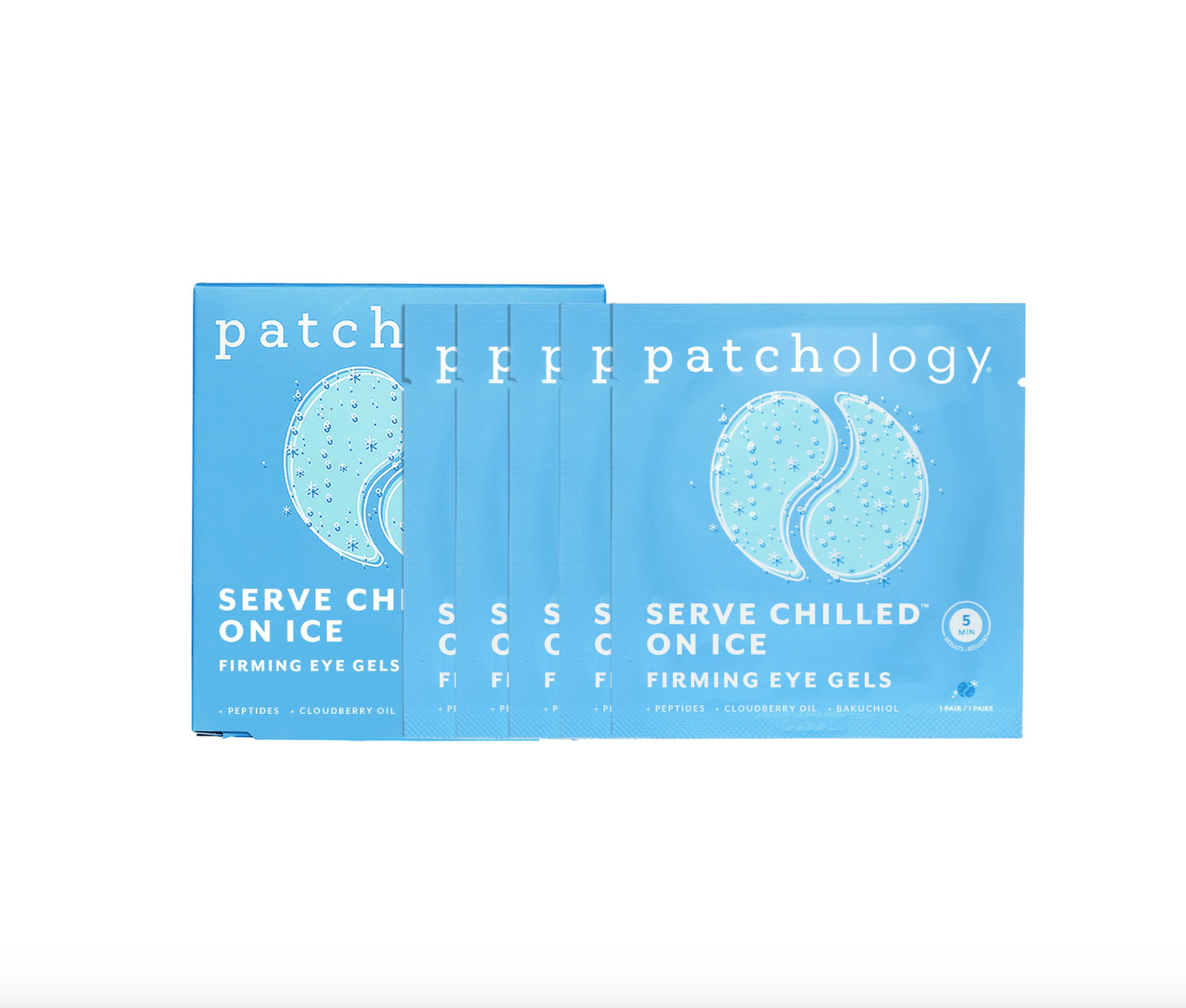 Two boxes of Patchology eye gels on a white background