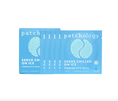 Two boxes of Patchology eye gels on a white background