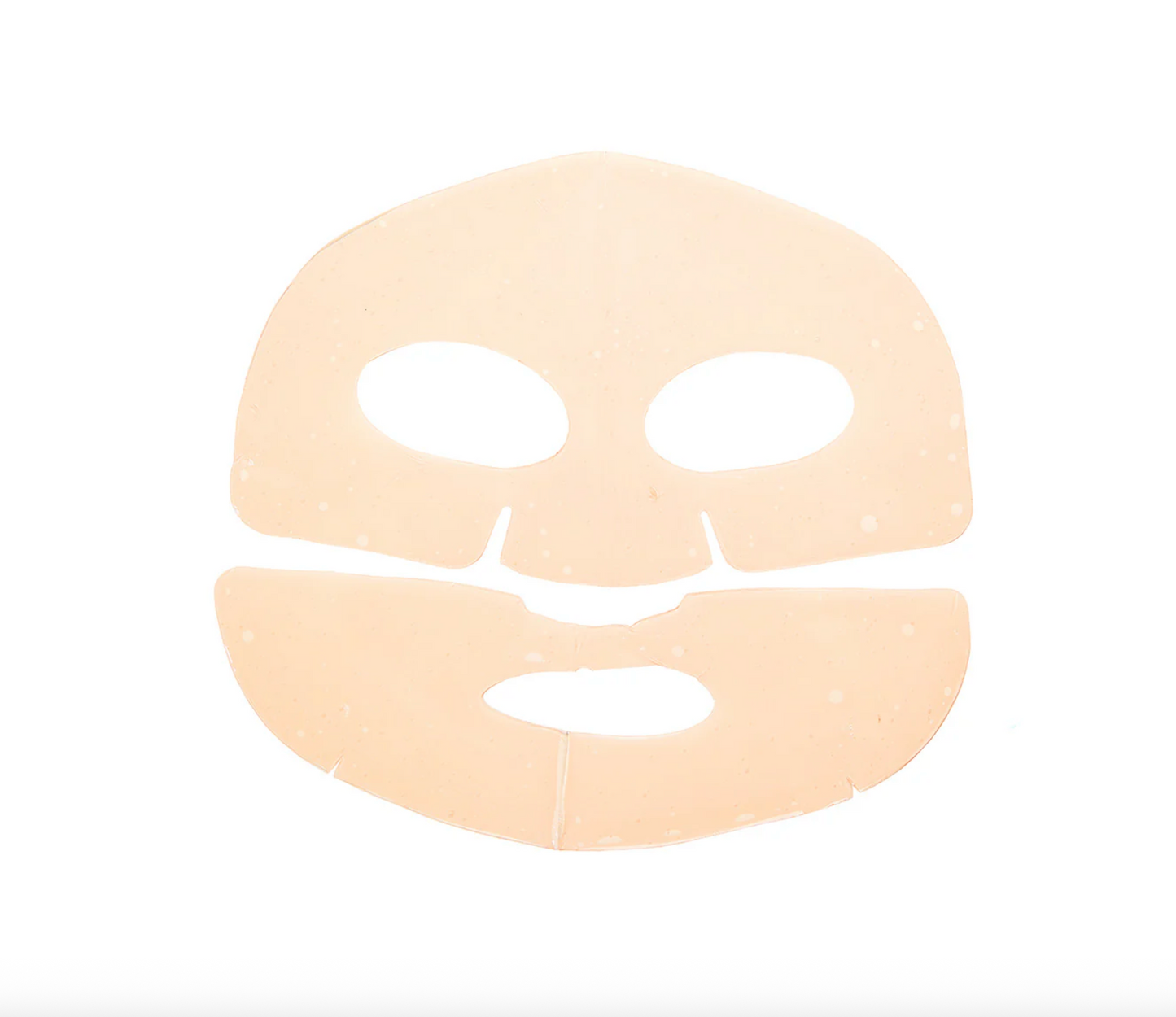 Beige face mask sheet on a white background