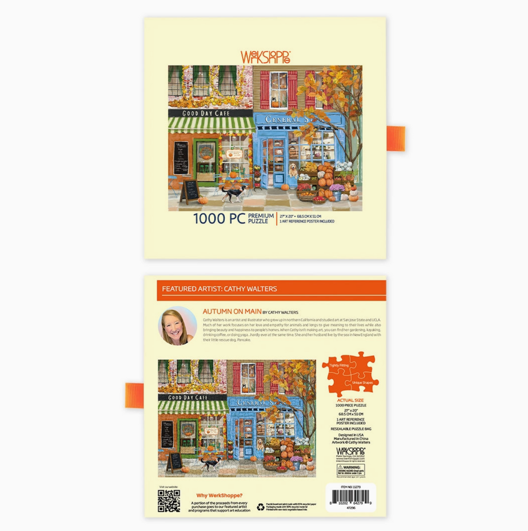 Front and back views of a Wacko Jacko 1000-piece jigsaw puzzle titled &