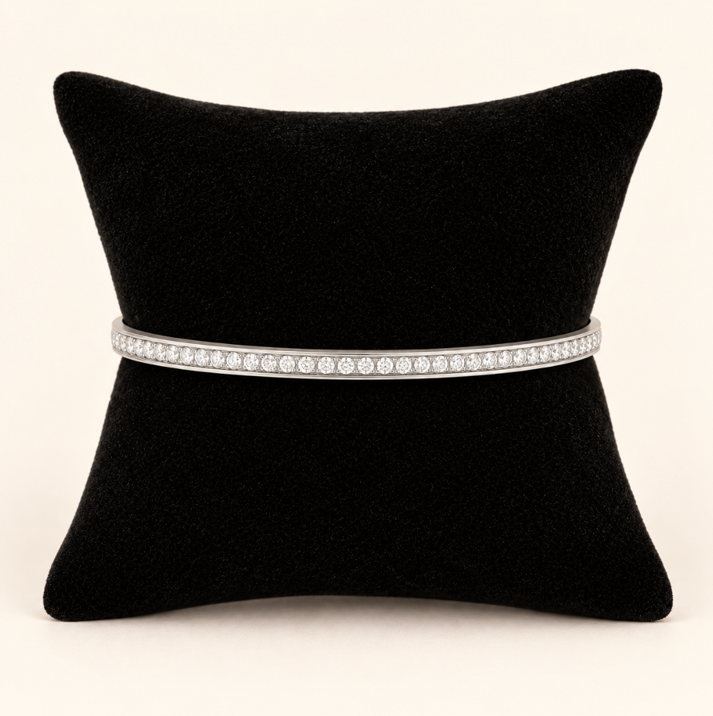 Open Cuff CZ Mini Charm Bracelet