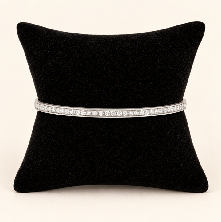Open Cuff CZ Mini Charm Bracelet