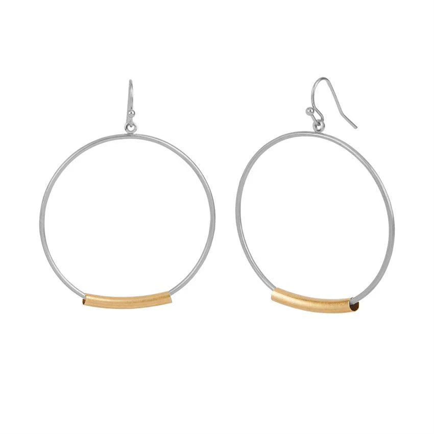 Whisper Silver Hoop with Metal Bar