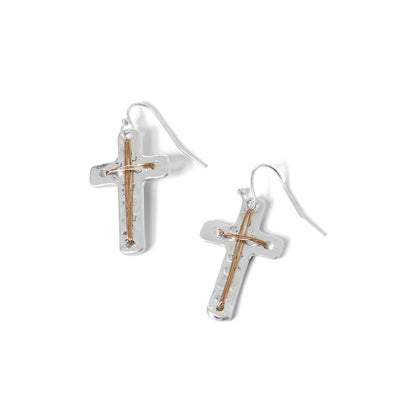 Mixed Metal Drop Earrings