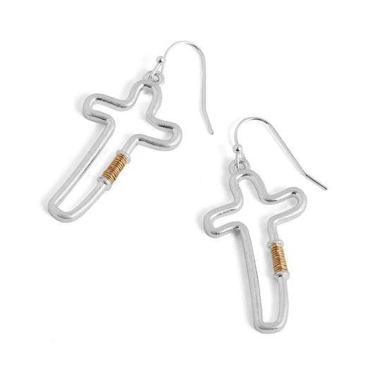 Hollow Cross with  Wire Earrings