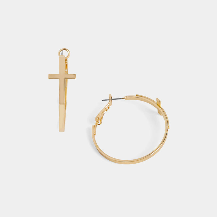 Whispers Hoop Cross Earrings