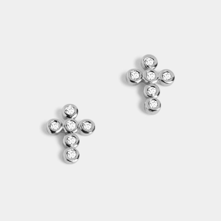 Whispers Bedazzled Cross Stud Earrings