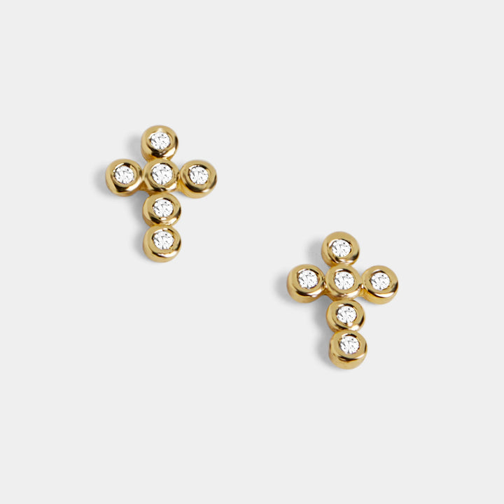 Whispers Bedazzled Cross Stud Earrings
