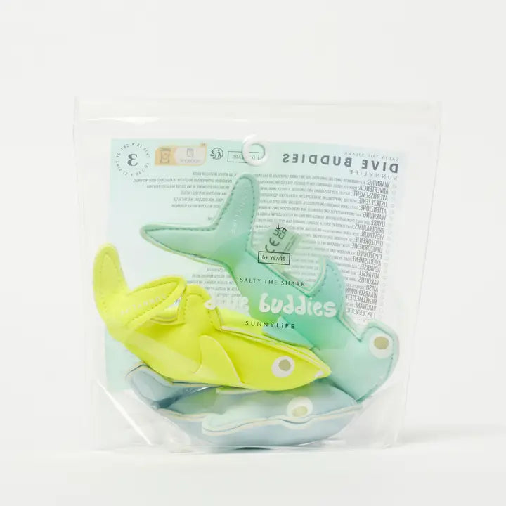 Salty the Shark Dive Buddies Aqua Neon Yellow - Set of 3