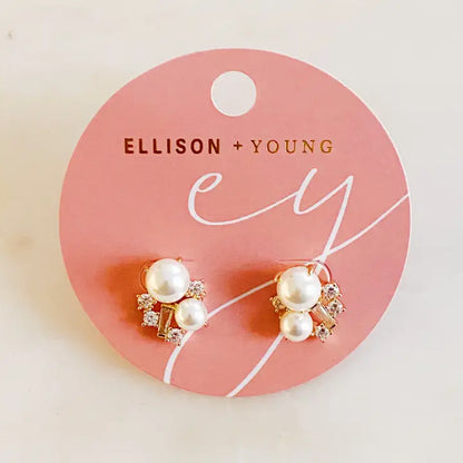 Estate Pearl And Shine Stud Earrings