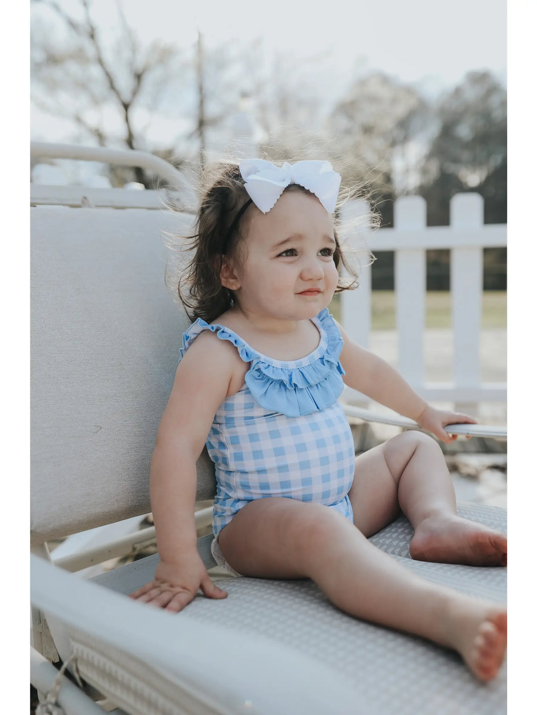 Blue Gingham Bow Back Swimsuit