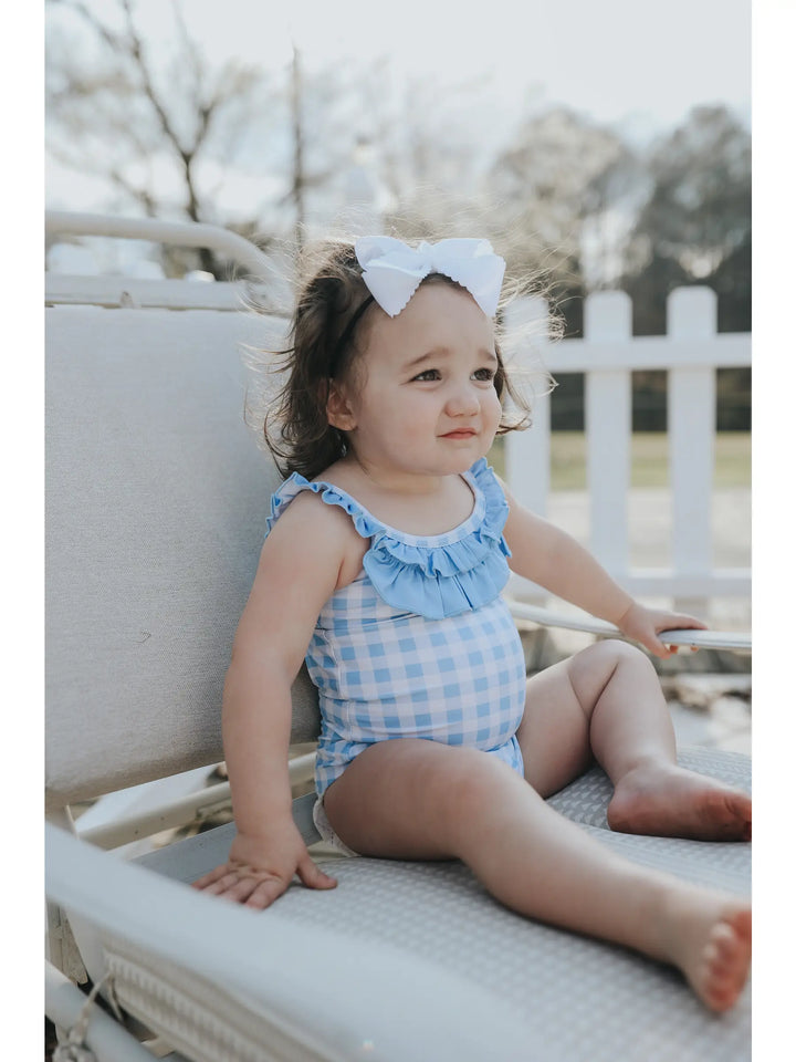 Blue Gingham Bow Back Swimsuit