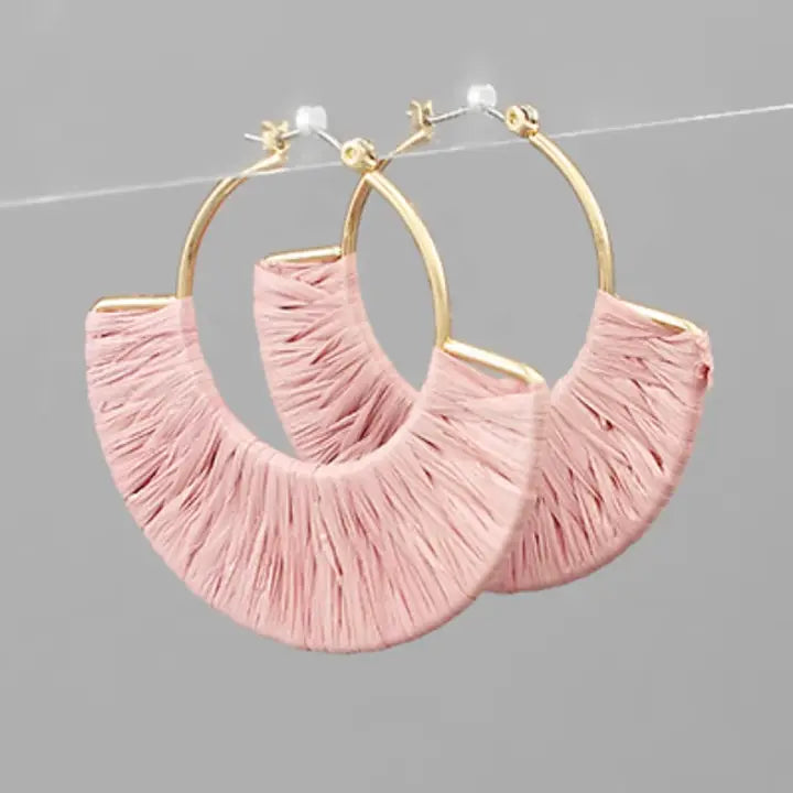 Raffia Wrapped Fan Earrings