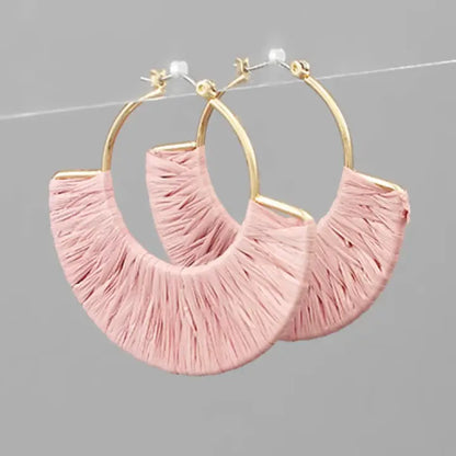 Raffia Wrapped Fan Earrings
