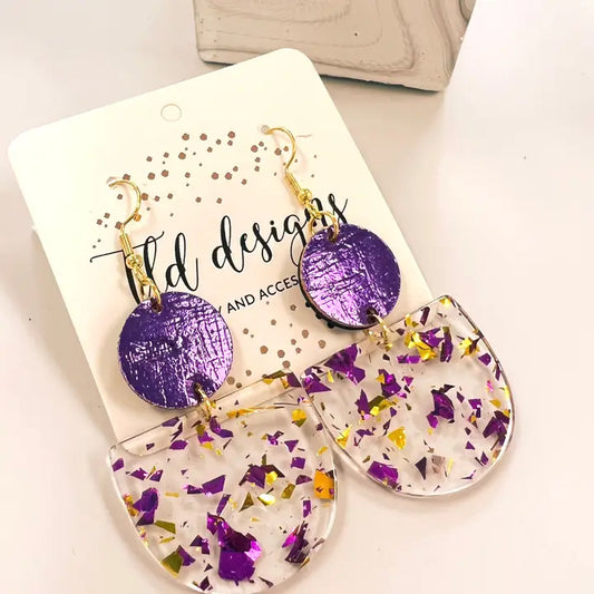 Purple Confetti Acrylics Earrings