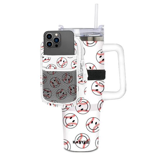 Baseball Happy Face Tumbler Zipper Pouch